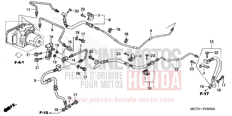 REAR BRAKE PIPE (FJS600A3/A4/A5) for Silver Wing MAGNUM SILVER METALLIC (NH110) from 2003